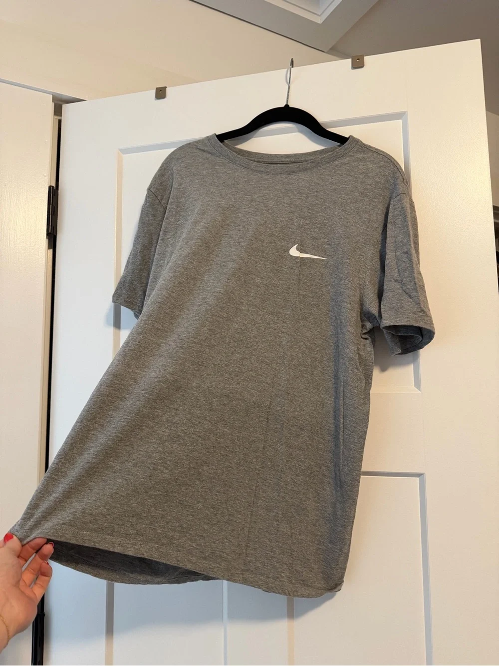 Nike Grey Short-Sleeve Crew Tee with White Swoosh